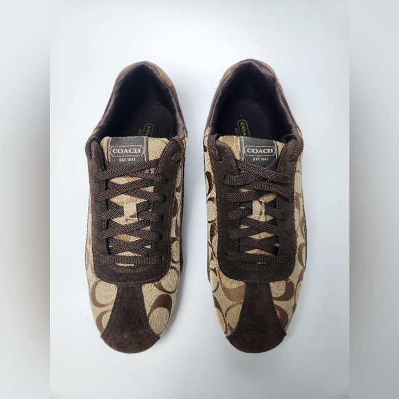 Coach Hilary Khaki Brown Signature C Sneaker Womens Size 8.5 Designer Sneakers - Picture 5 of 12